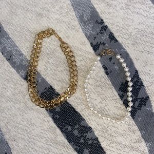 2 FOR 1 gold chain and pearl necklace